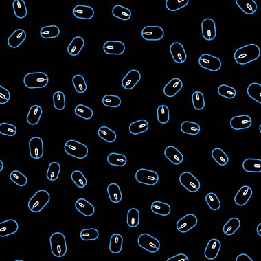 Çizgi Bilgisayar fare simgesi siyah arkaplanda izole edilmiş kusursuz desen. Tekerlek sembollü optik. Vektör