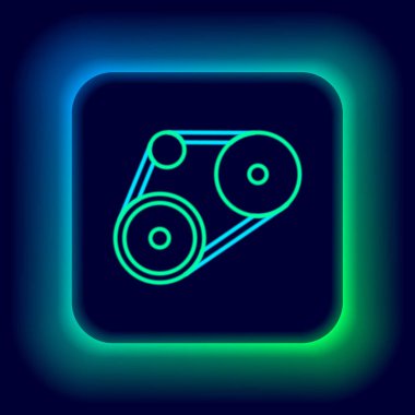 Parlayan neon çizgisi zamanlayıcı kiti simgesi siyah arkaplanda izole edildi. Renkli taslak konsepti. Vektör