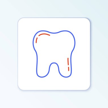 Çizgi Diş simgesi beyaz arkaplanda izole edildi. Diş hekimliği kliniği veya diş hekimliği merkezi ve diş macunu paketi için diş sembolü. Renkli taslak konsepti. Vektör