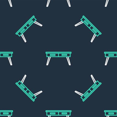 Çizgi Ofisi masa simgesi siyah arkaplanda kusursuz desen izole etti. Vektör