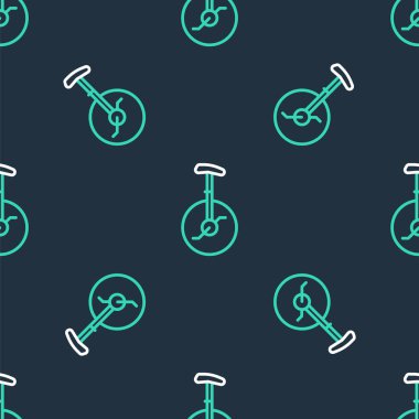 Tek tekerlekli bisiklet ya da siyah arka planda izole edilmiş tek tekerlekli bisiklet ikonu. Tekerlekli bisiklet. Vektör