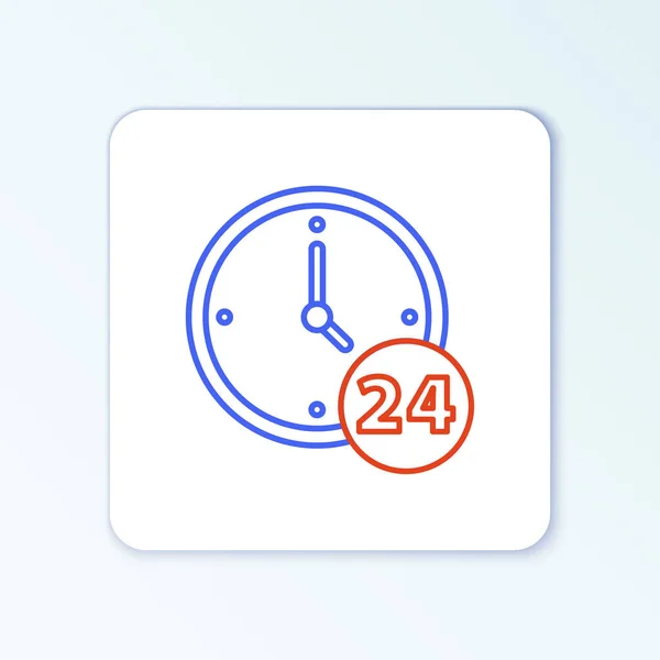 Line Clock Hours Icon Isolated White Background All Day Cyclic — Stock Vector