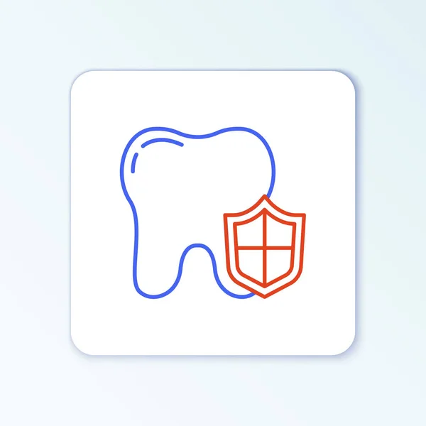 Line Tandheelkundige Bescherming Pictogram Geïsoleerd Witte Achtergrond Tand Schild Logo — Stockvector