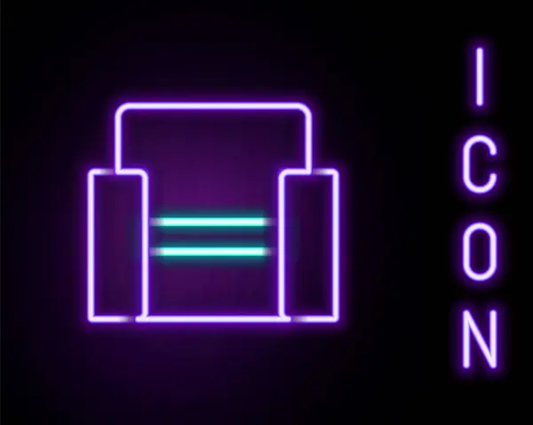 发光的霓虹灯线电影院椅子图标孤立在黑色背景 五彩缤纷的概念 — 图库矢量图片