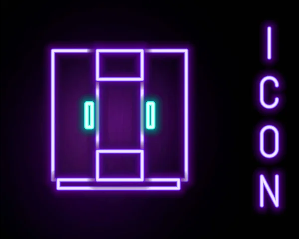Leuchtende Neon Linie Kleiderschrank Symbol Isoliert Auf Schwarzem Hintergrund Buntes — Stockvektor