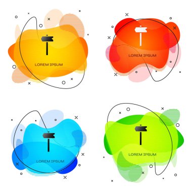 Siyah Yol trafik tabelası. Beyaz arkaplanda sinyal simgesi izole edildi. İşaretçi sembolü. İzole sokak bilgi levhası. Yön tabelası. Sıvı şekilli soyut pankart. Vektör