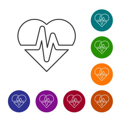 Siyah çizgi sağlık sigortası ikonu beyaz arka planda izole edildi. Hasta koruması. Güvenlik, güvenlik, koruma, konsept koruma. Simgeleri renk daire düğmelerine ayarla. Vektör.