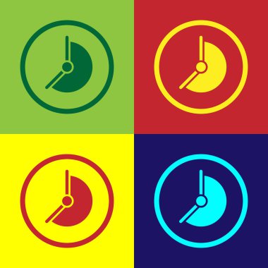 Pop Art Clock simgesi renk arkaplanında izole edildi. Zaman sembolü. Vektör