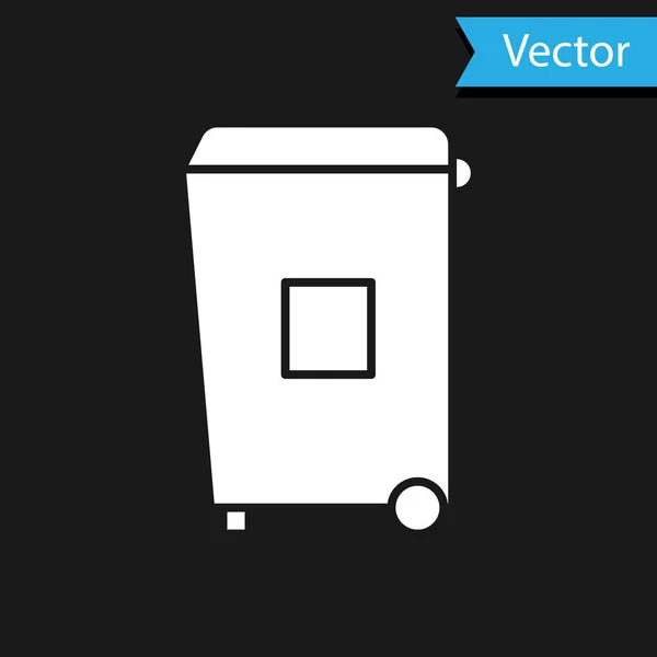 White Papierkorb Symbol isoliert auf schwarzem Hintergrund. Mülleimer-Schild. Papierkorb-Symbol. Büromüll-Ikone. Vektorillustration — Stockvektor