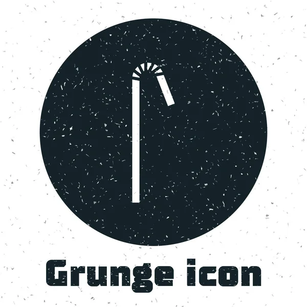 Grunge Drinking Kunststoff-Stroh-Symbol isoliert auf weißem Hintergrund. Monochrome Vintage-Zeichnung. Vektorillustration — Stockvektor