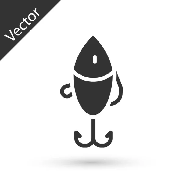 Icono de señuelo de pesca gris aislado sobre fondo blanco. Aparejos de pesca. Vector — Vector de stock