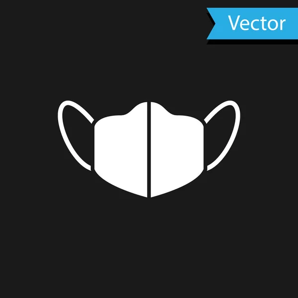 Icono de máscara protectora médica blanca aislada sobre fondo negro. Vector. — Vector de stock