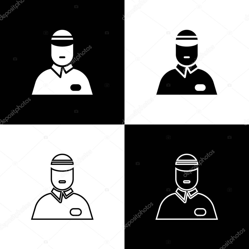 Set Seller icon isolated on black and white background. Vector Illustration