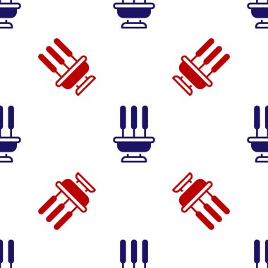 Mavi ve kırmızı yanan aromatik tütsü ikonu beyaz arka planda izole edilmiş dikişsiz desen. Vektör