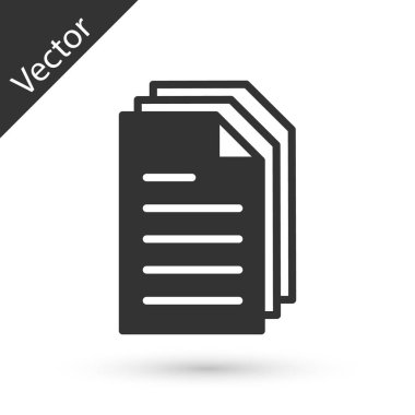 Gri Dosya belgesi simgesi beyaz arkaplanda izole edildi. Kontrol listesi simgesi. İş konsepti. Vektör