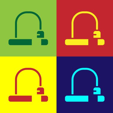 Pop Art Bisiklet Kilidi U biçimli endüstriyel simge renk arkaplan izole. Vektör