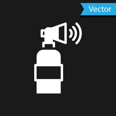Beyaz Hava kornosu simgesi siyah arkaplanda izole edildi. Sporseverler ya da vatandaşlar hükümete ve yolsuzluğa karşı. Vektör