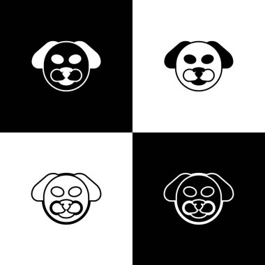 Köpek simgesini siyah beyaz arkaplanda izole et. Vektör