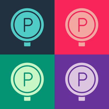 Pop Art Park simgesi renk arkaplanında izole edildi. Sokak tabelası. Vektör