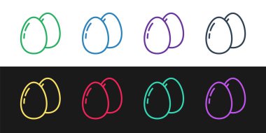 Tavuk yumurtası simgesini siyah beyaz arkaplanda izole et. Vektör