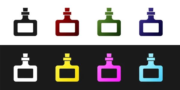 Set Sauce bottle icon isolated on black and white background. Ketchup, mustard and mayonnaise bottles with sauce for fast food. Vector — Stock Vector