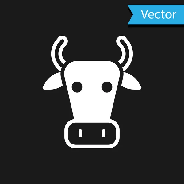 Icono de vaca blanca aislado sobre fondo negro. Vector — Archivo Imágenes Vectoriales