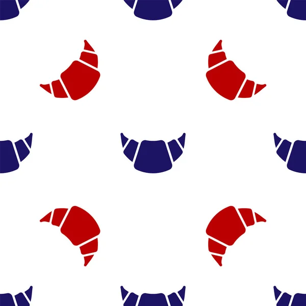 Icône Croissant bleu et rouge isolé motif sans couture sur fond blanc. Vecteur — Image vectorielle