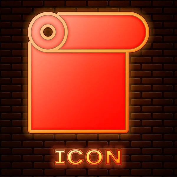 Zářící neon Role papírové ikony izolované na pozadí cihlové stěny. Vektor — Stockový vektor