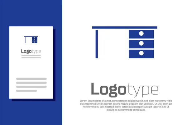 블루 오피스 데스크 아이콘은 흰색 배경에 분리되어 있습니다. 로고는 템플릿 요소를 디자인 합니다. Vector — 스톡 벡터