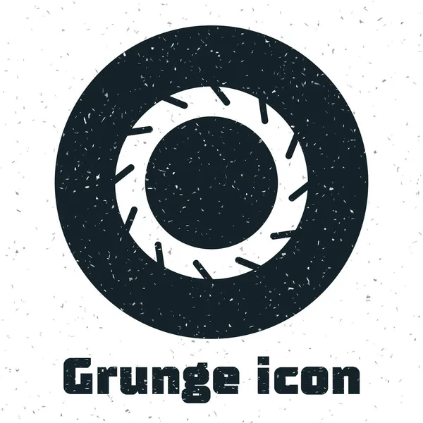 Grunge-Radreifensymbol isoliert auf weißem Hintergrund. Radrennen. Extremsport. Sportgeräte. Monochrome Vintage-Zeichnung. Vektor — Stockvektor