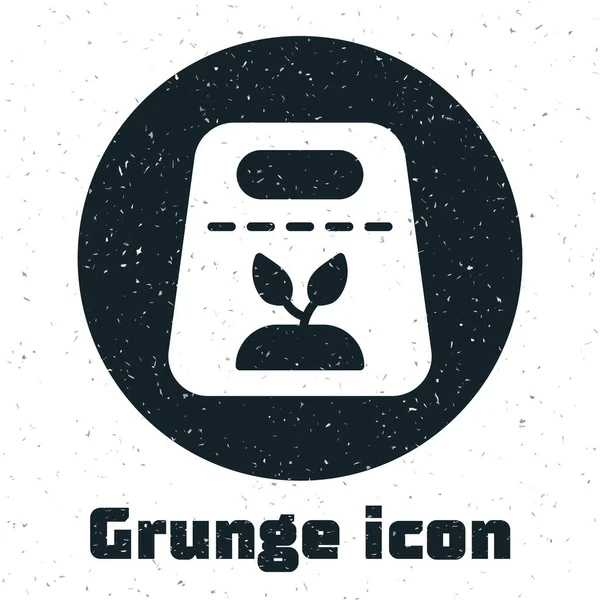 Grunge Pack rempli de graines d'une icône spécifique de la plante isolées sur fond blanc. Dessin vintage monochrome. Vecteur — Image vectorielle