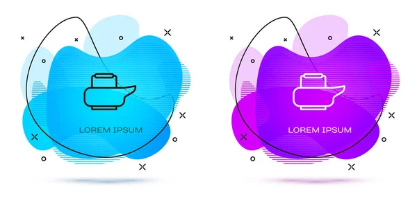 Line Bedpan Symbol isoliert auf weißem Hintergrund. Toilette für bettlägerige Patienten Abstraktes Banner mit flüssigen Formen. Vektorillustration — Stockvektor