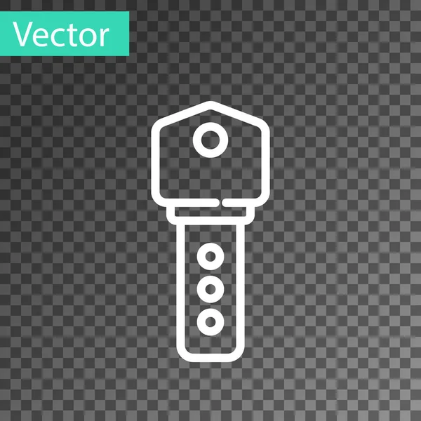 Icono clave de la Casa de línea blanca aislado sobre fondo transparente. Vector — Vector de stock