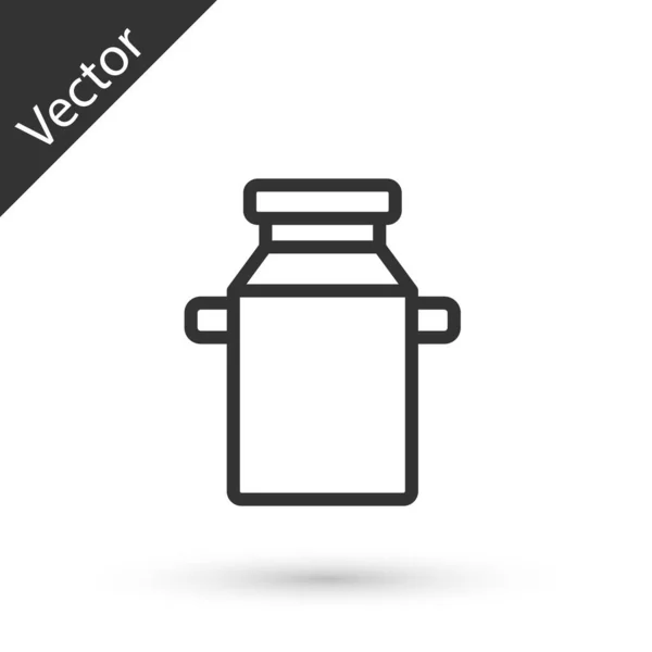 Grey line Can container for milk icon isolated on white background. Vector — Stock Vector