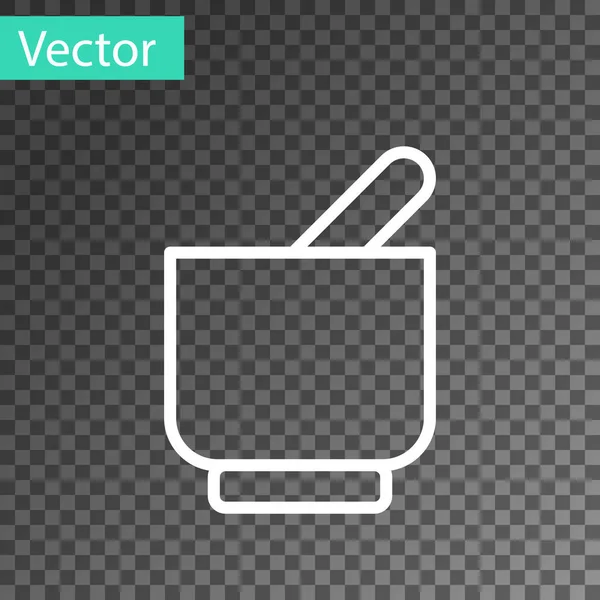 Weiße Linie Mörser und Stößel Symbol isoliert auf transparentem Hintergrund. Vektor — Stockvektor