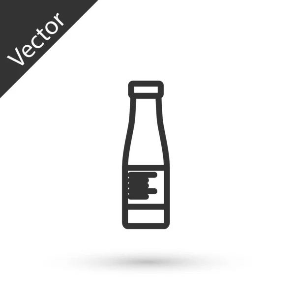 Linha cinza ícone garrafa Molho isolado no fundo branco. Ketchup, mostarda e maionese garrafas com molho para fast food. Vetor. — Vetor de Stock