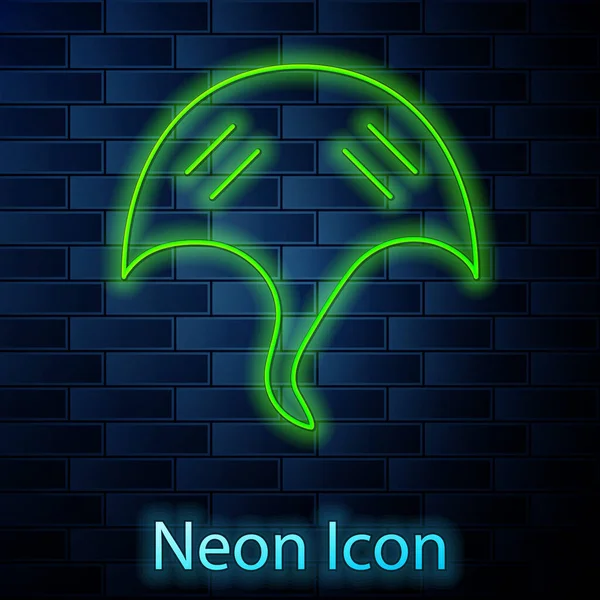 Glowing neon line Stingray icon isolated on brick wall background. Vector. — Stock Vector