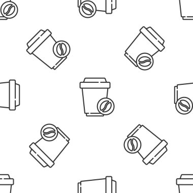 Gri çizgi kahve fincanı beyaz arka planda izole edilmiş bir ikon haline gelecek. Vektör