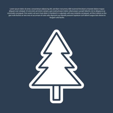 Mavi çizgi Noel ağacı simgesi mavi arkaplanda izole edilmiş. Mutlu Noeller ve mutlu yıllar. Vektör