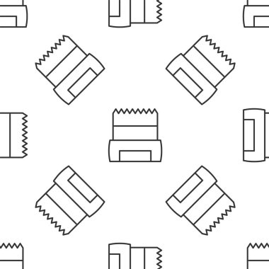 Grey line Hygienic dog bag with poop icon isolated seamless pattern on white background. Dog shit in bag. Cleaning the park after walking pets concept. Vector