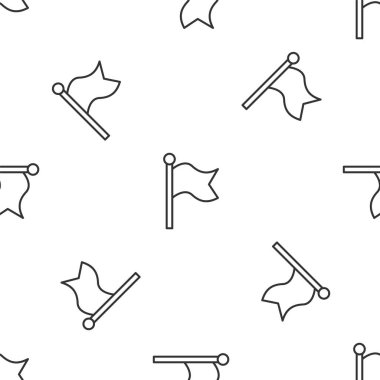 Gri çizgi bayrak simgesi beyaz arka planda kusursuz desen izole etti. Zafer, kazanmak ve zorluk konseptini fethetmek. Vektör