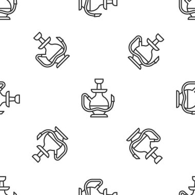 Gri çizgi Nargile simgesi, beyaz arka planda kusursuz desen izole etti. Vektör