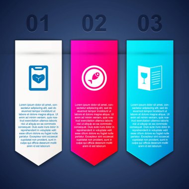 Restoran kafe menüsünü hazırla, tabakta balık servis et ve... Ticari bilgi şablonu. Vektör