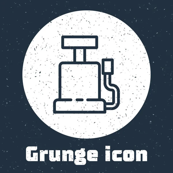 Línea Grunge Icono de la bomba de aire del coche aislado sobre fondo gris. Dibujo vintage monocromo. Vector — Vector de stock