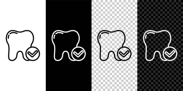 선 투스 화이트 닝 컨셉 아이콘은 흑백 배경에서 분리되었다. 치아의 표상은 치과 병원이나 치과 의료 센터에서 볼 수있습니다. Vector — 스톡 벡터