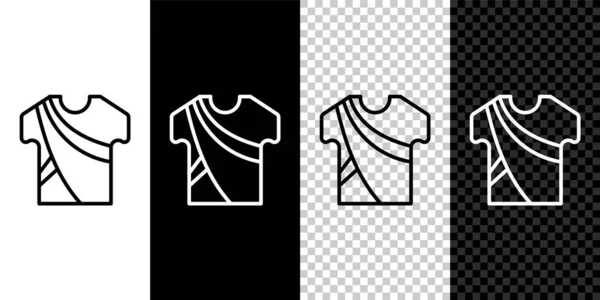 Set line Hombre indio vestido tradicional ropa hindú con icono de camisa larga aislado sobre fondo blanco y negro. Vector — Vector de stock