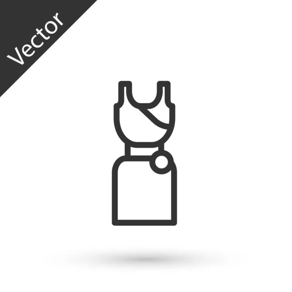 Cinza linha mulher vestido ícone isolado no fundo branco. Sinal de roupa. Vetor — Vetor de Stock