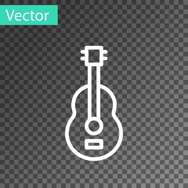 Weiße Linie spanische Gitarre Symbol isoliert auf transparentem Hintergrund. Akustische Gitarre. Saiteninstrument. Vektor — Stockvektor