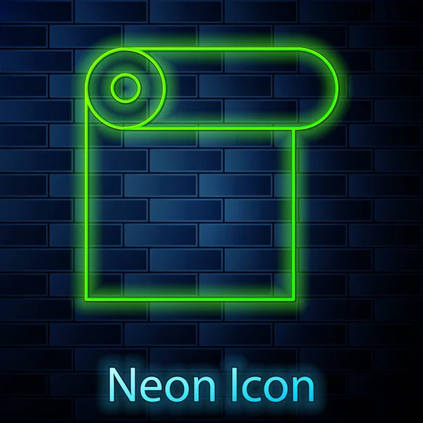 Gloeiende neon lijn Roll van papier pictogram geïsoleerd op baksteen muur achtergrond. Vector — Stockvector