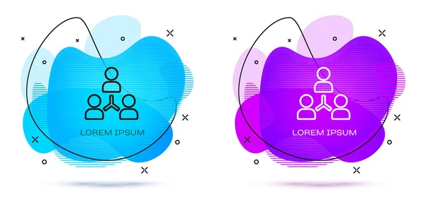 Icona di base del team Line Project isolata su sfondo bianco. Analisi e pianificazione aziendale, consulenza, lavoro di squadra, project management. Bandiera astratta con forme liquide. Vettore — Vettoriale Stock